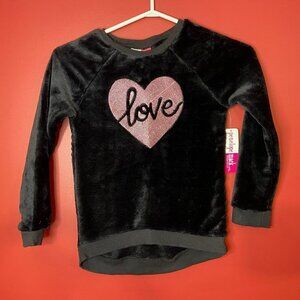 Penelope Mack Girl's Black Love Heart Fuzzy Sweater - Size 8 - NWT